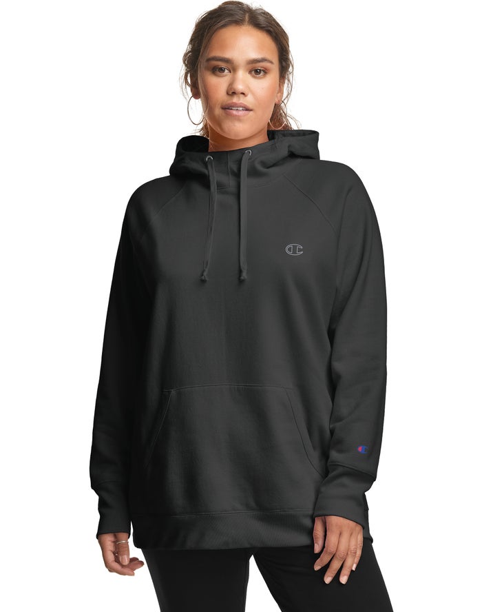 Champion Hoodie Dames - Zwart - Plus Powerblend Classic Embroidered C Logo ( 140729-MSQ )